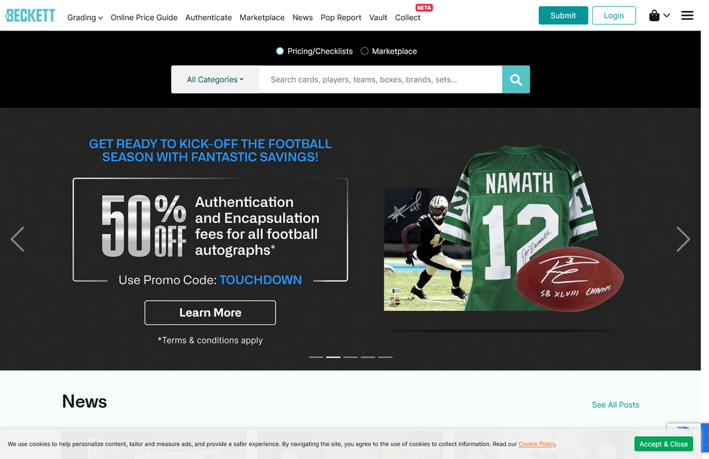 Website Design & Creation for sport memorabilia website URL 1