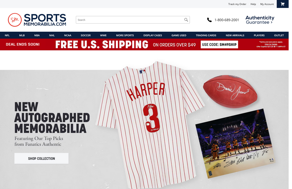 Website Design & Creation for sport memorabilia website URL 2