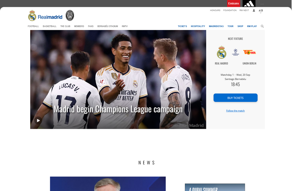 Website Design & Creation for sports club website URL 1
