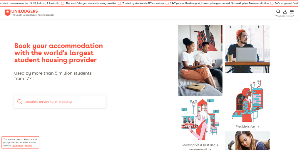 Website Design & Creation for student accomodation website URL 1