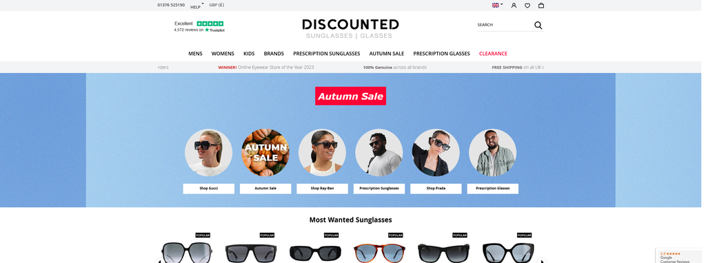 Website Design & Creation for sunglasses store website URL 3