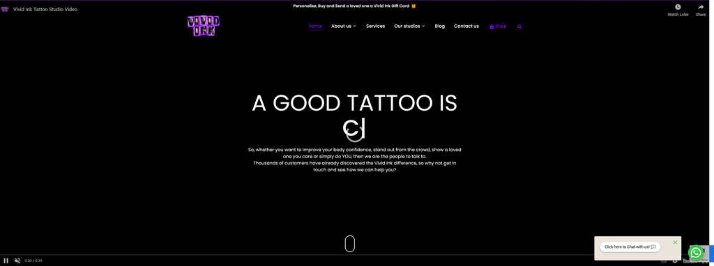 Website Design & Creation for tattoo shop website URL 2