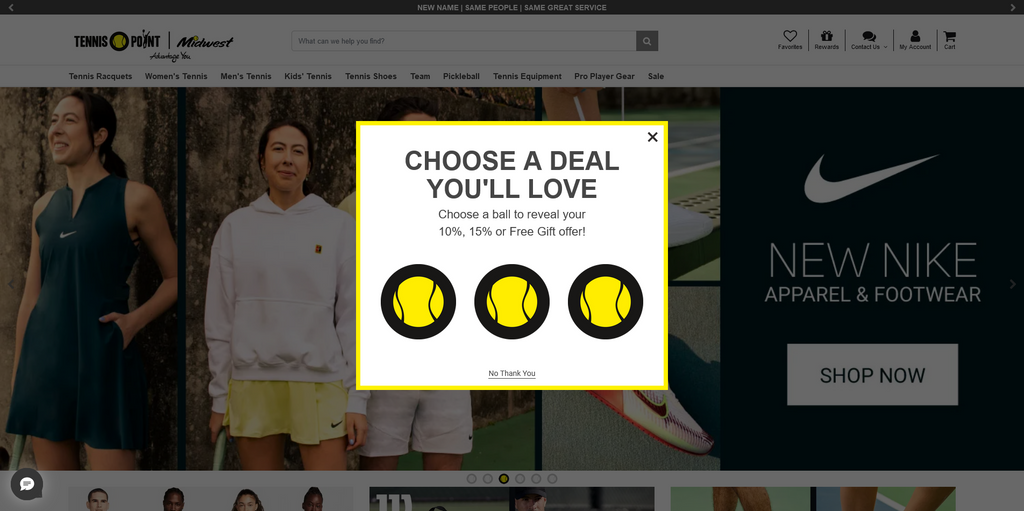 Website Design & Creation for tennis shop website URL 2