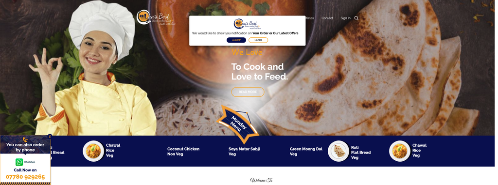 Website Design & Creation for tiffin service website URL 4