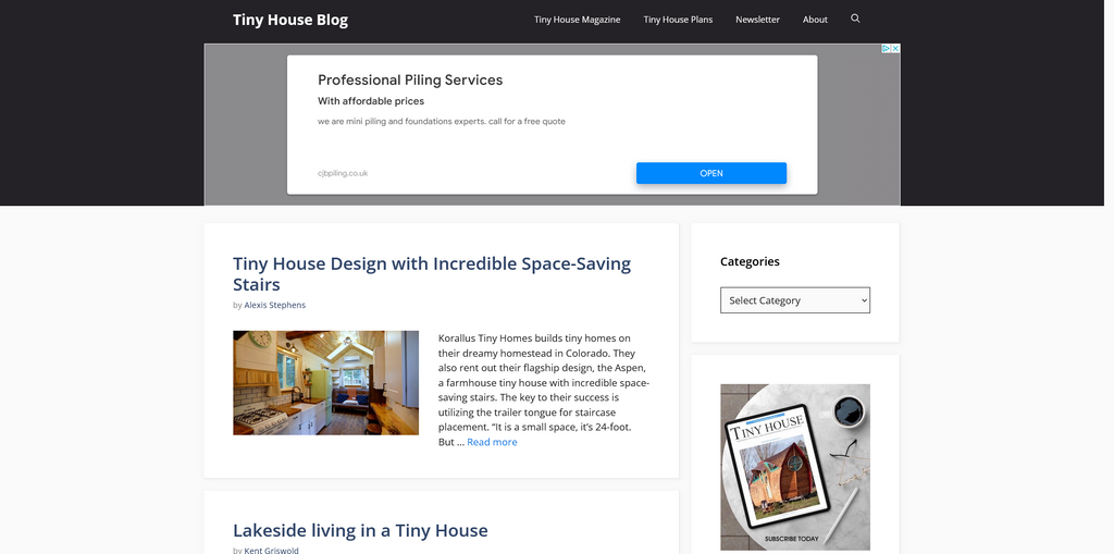 Website Design & Creation for tiny house website URL 1