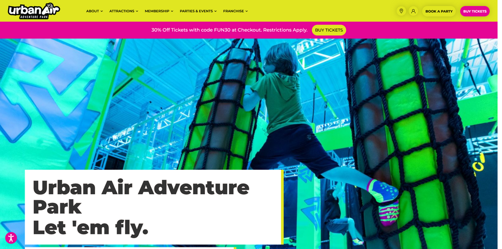 Website Design & Creation for trampoline park website URL 1