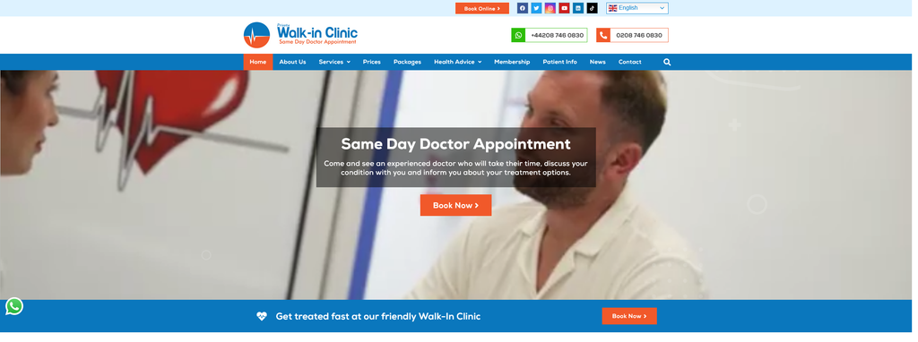 Website Design & Creation for walk in clinic website URL 2