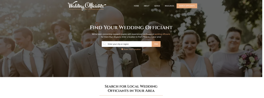 Website Design & Creation for wedding officiant website URL 2