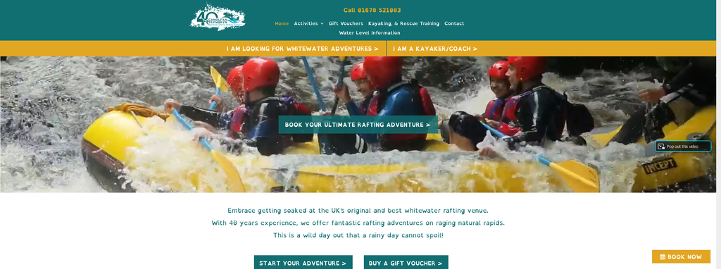 Website Design & Creation for whitewater rafting website URL 1