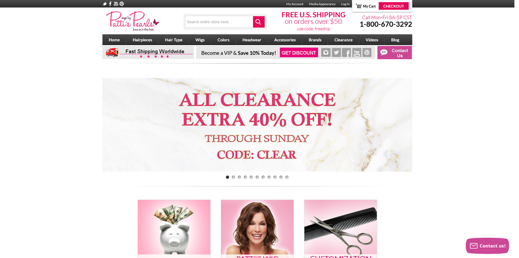 Website Design & Creation for wig store website URL 1