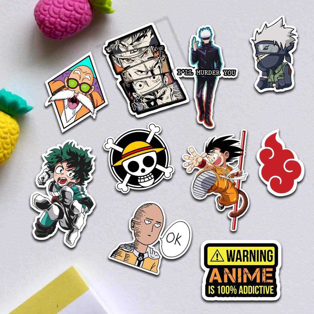 Beautiful Mix Anime Stickers Nartuo  Attack On titans  Dragon Ball Z   Etc Stickers Pack OF 50