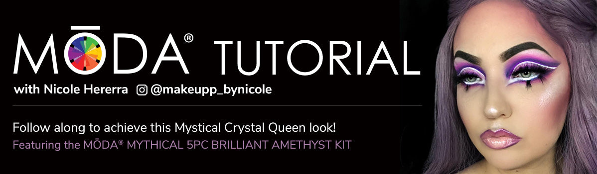 Follow along to achieve this Mystical Crystal Queen look! Featuring the MŌDA® Mythical 5PC BRILLIANT AMETHYST KIT!