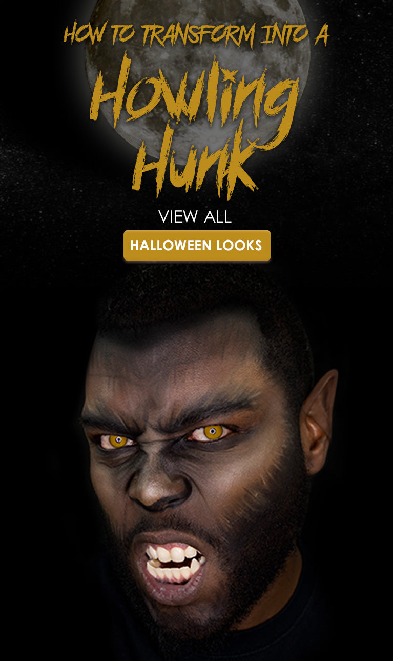 Use the MŌDA® PRO 7PC Total Face Flip Kit to transform into a howling hunk this Halloween!