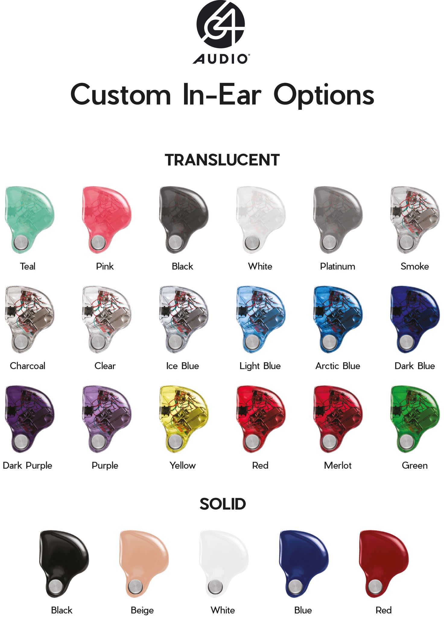 64 Audio Custom In-Ear Options