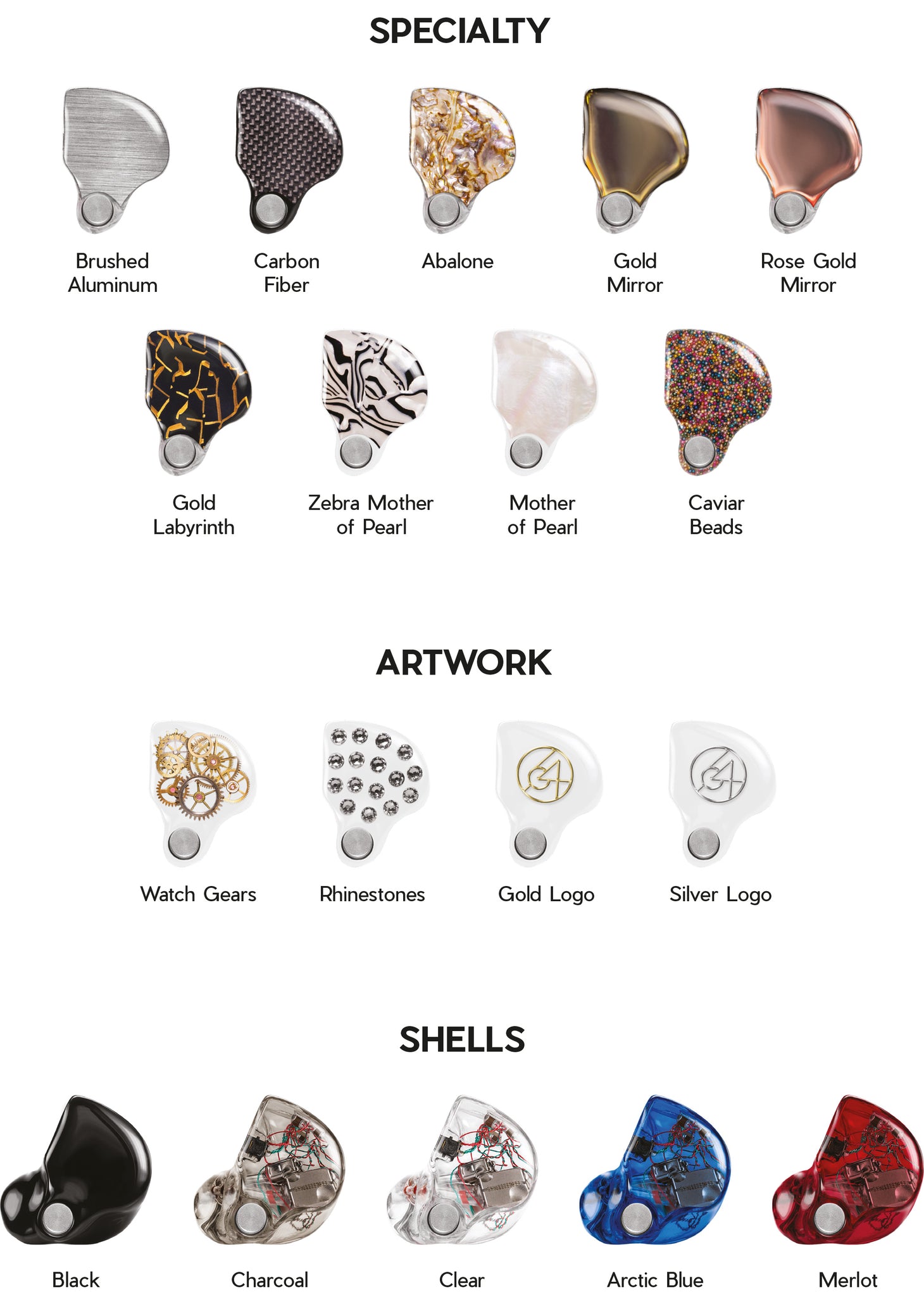 64 Audio Custom In-Ear Options