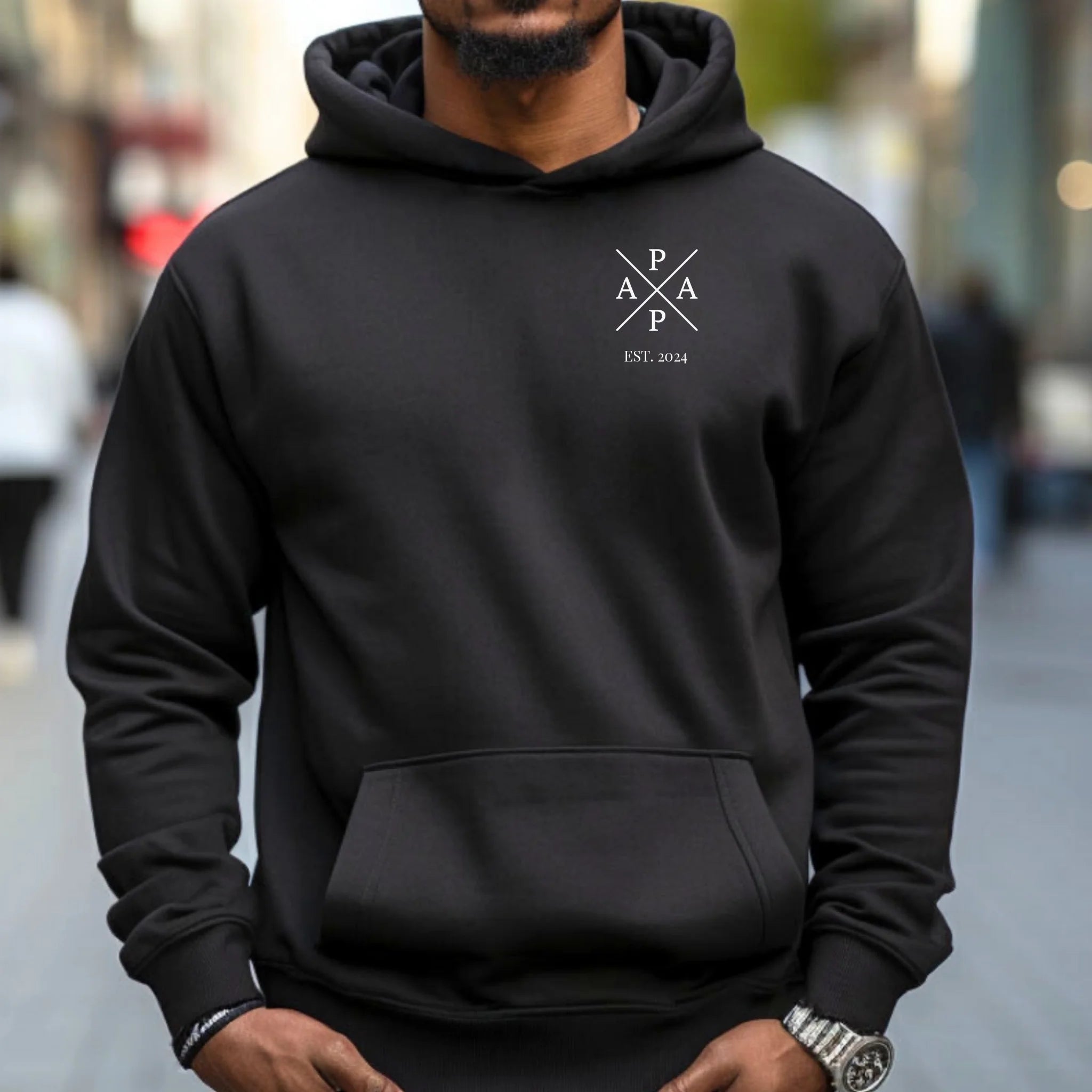 Personalisierbarer Hoodie - Papa Monogram Vol. 1 mit Jahreszahl - Geschenk für Papa zum Geburtstag, Vatertag oder Weihnachten etc.