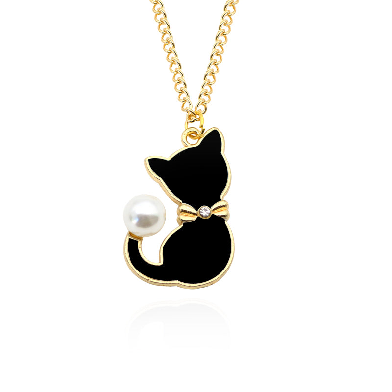 black diamond cat necklace