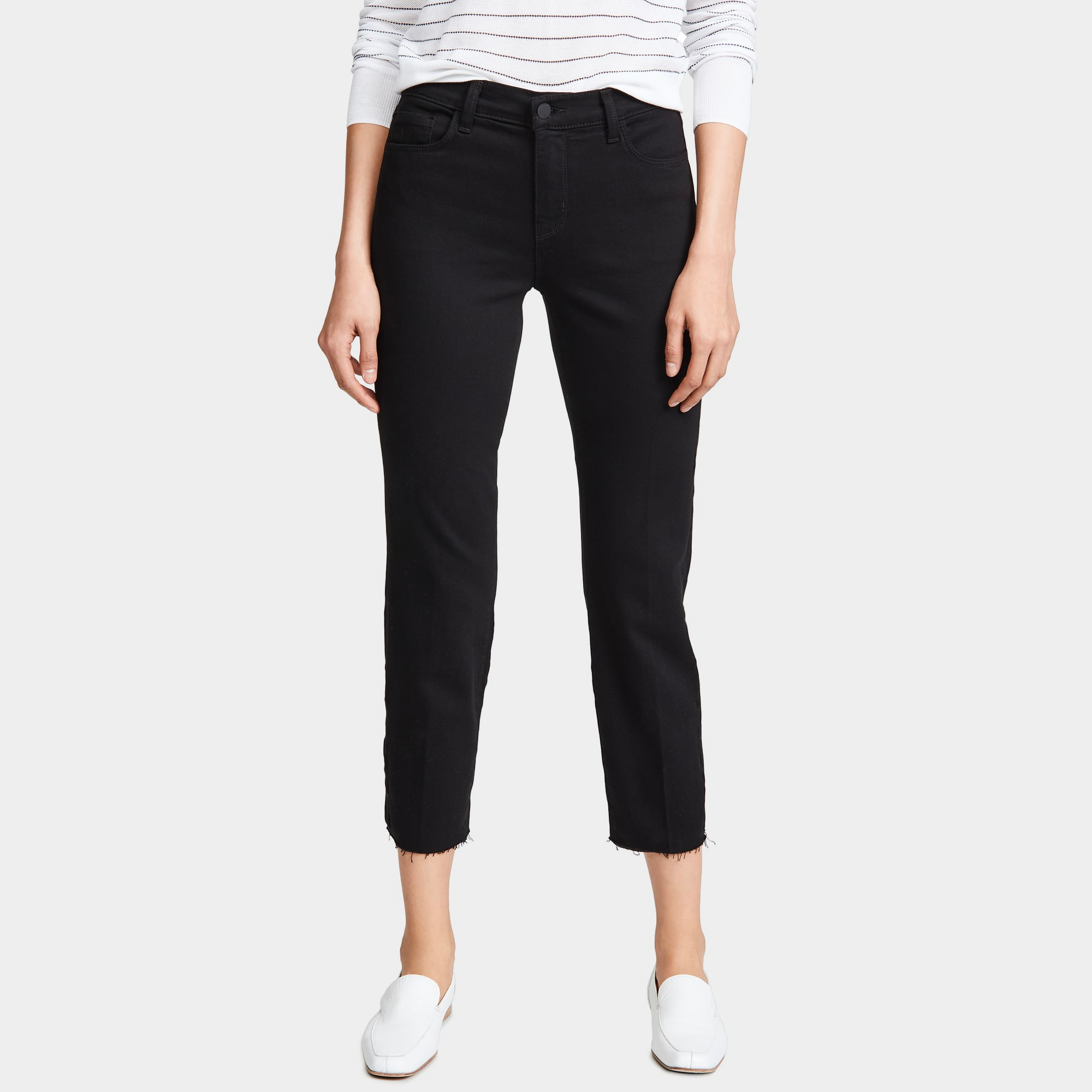 L'AGENCE Sada High-Rise Crop Slim Straight Jeans in Black