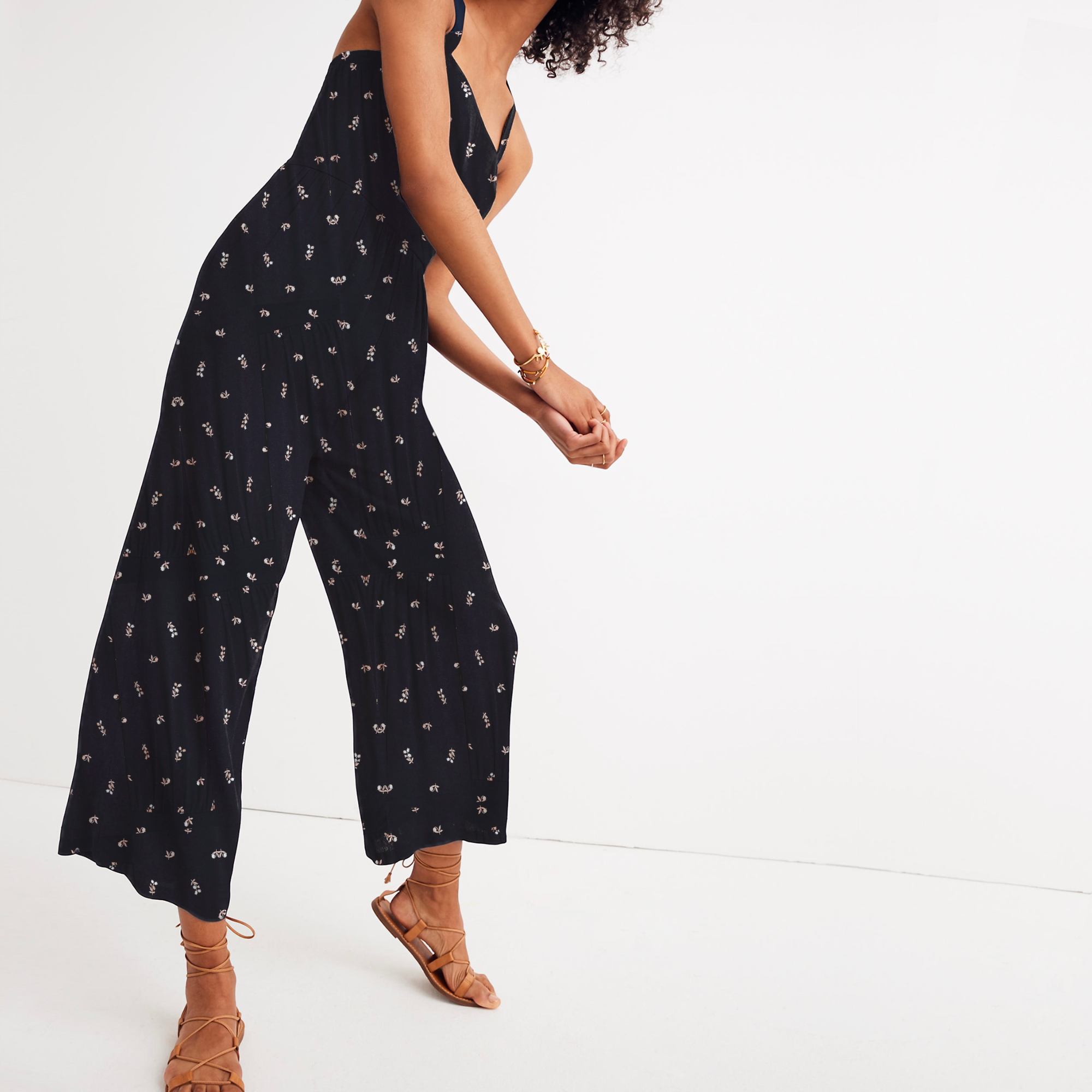 madewell smocked crop jumpsuit