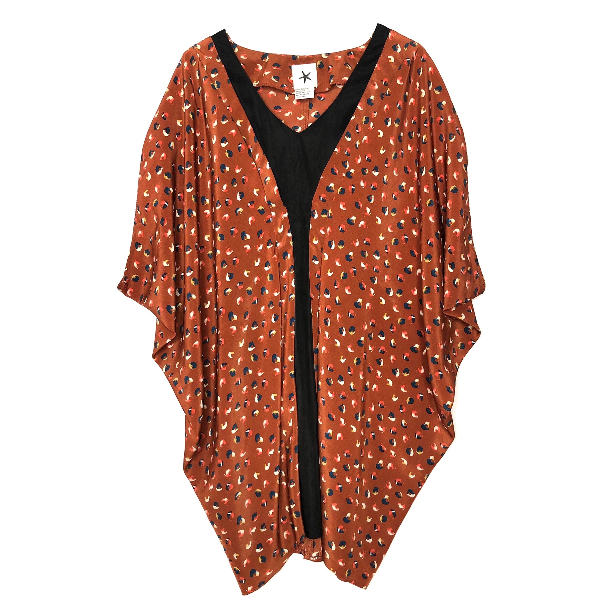 Anthropologie Aoyama Itchome Bohemian Abstract Dot Print Short Sleeve Caftan Tunic Dress