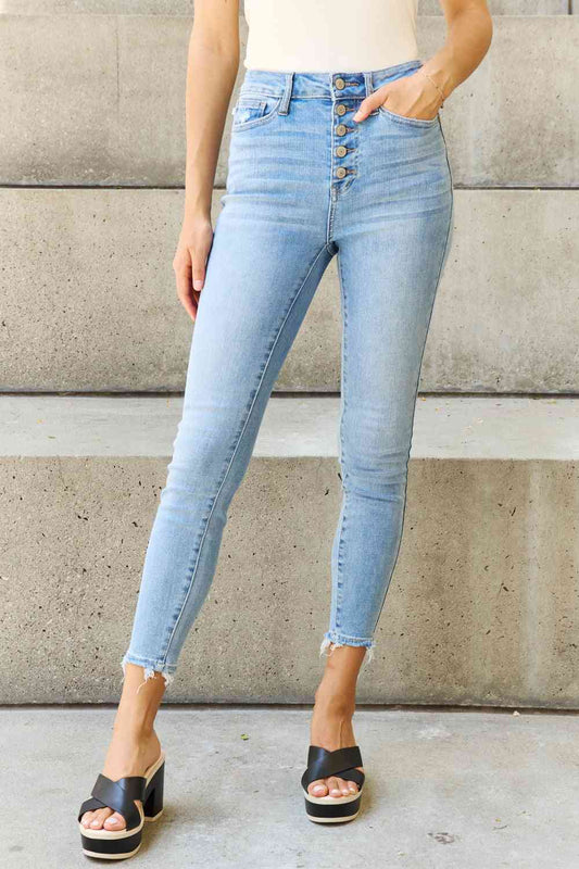 Judy Blue Destroyed Cuffed Mid-Rise Slim Fit Jeans! Cuffed Or Uncuffed. Be  You! (Style: 82204) (13) Blue at  Women's Jeans store