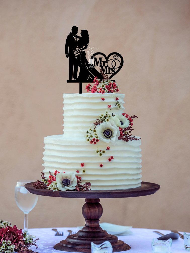 WOODEN CAKE TOPPER WEDDING COUPLE PROPOSAL 16X4.5XH18CM - Pergamos