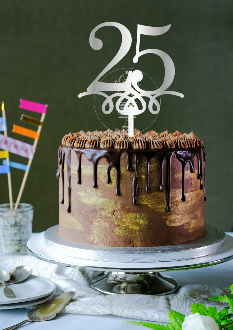 Buy Red Glitter Happy 25th Birthday Cake Topper Online