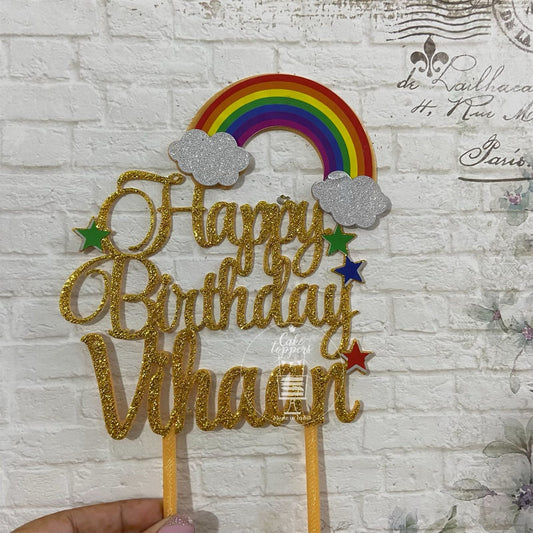 Personalized / Customized Rainbow Theme Cake Topper with Name and Age – Cake  Toppers India