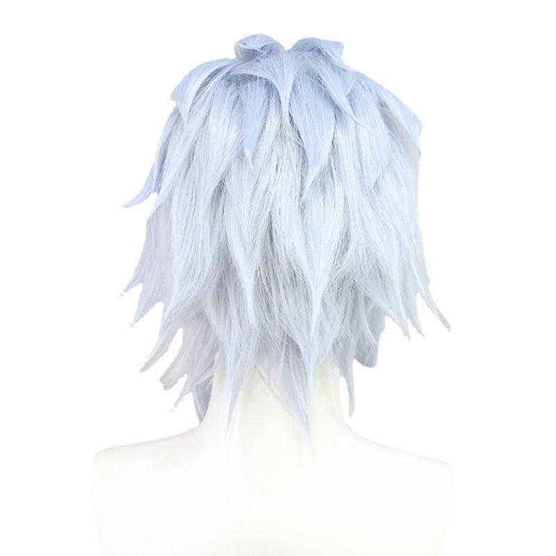 S5 KA002 31cm  122 short silver white spiky layered cosplay wig