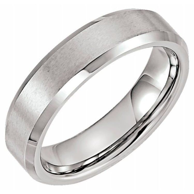 Tungsten 6 mm Beveled-Edge Inlay Band Size 12.5