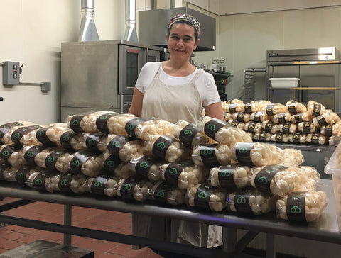 Daniela, yubakery founder, at our gluten free facility located in Red Hook Brooklyn NY