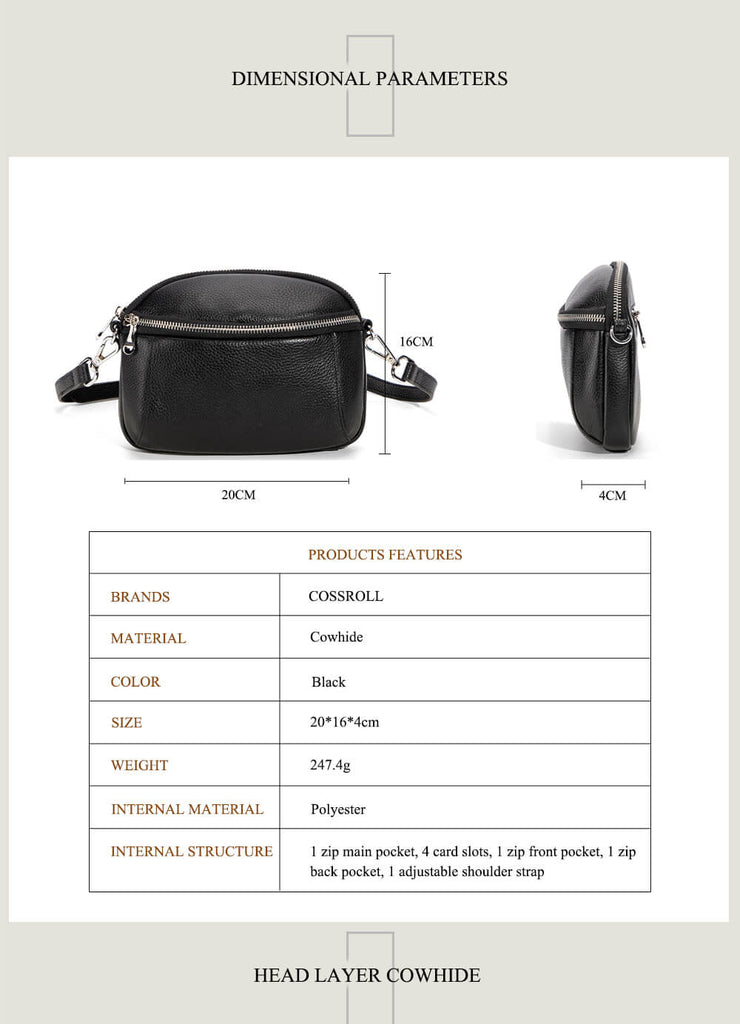 Cossroll Minimalist Lychee Crossbody Genuine Leather Bag Manufacturer