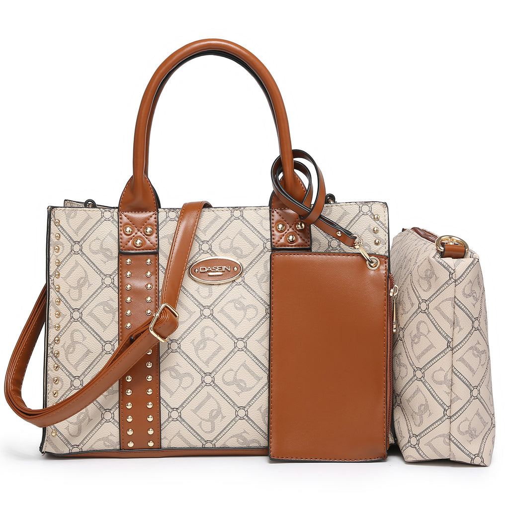 Dasein Large Saffiano Leather Tote with Chain Shoulder Strap