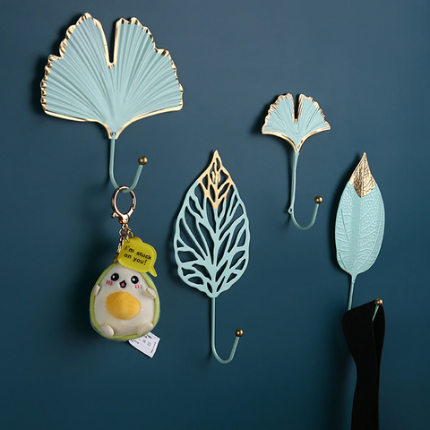 Nature's Leaves Metal Wall Hooks Gold / Willow