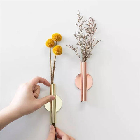 Modern Wall Mounted Metal Tube Vase