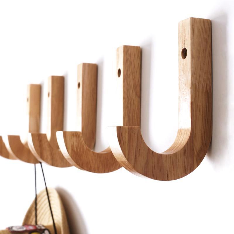 Decorative wooden jungle animal wall hooks, set of four, solid walnut wall  hooks 
