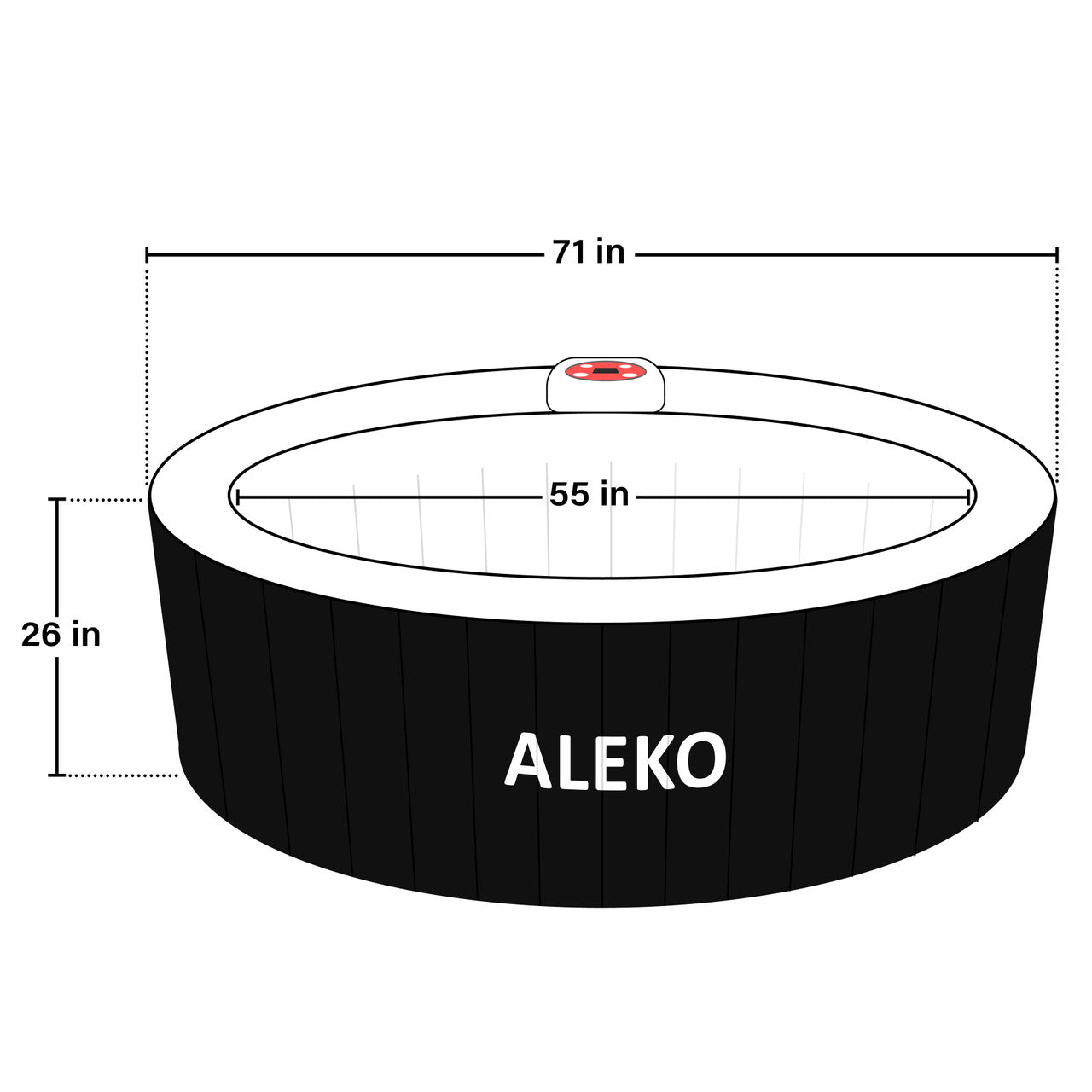 ALEKO 4 Person Black 210 Gallon Round Inflatable Jetted Hot Tub with C ...