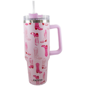 Light Pink Western Boots Tumbler - Briarwood Gifts