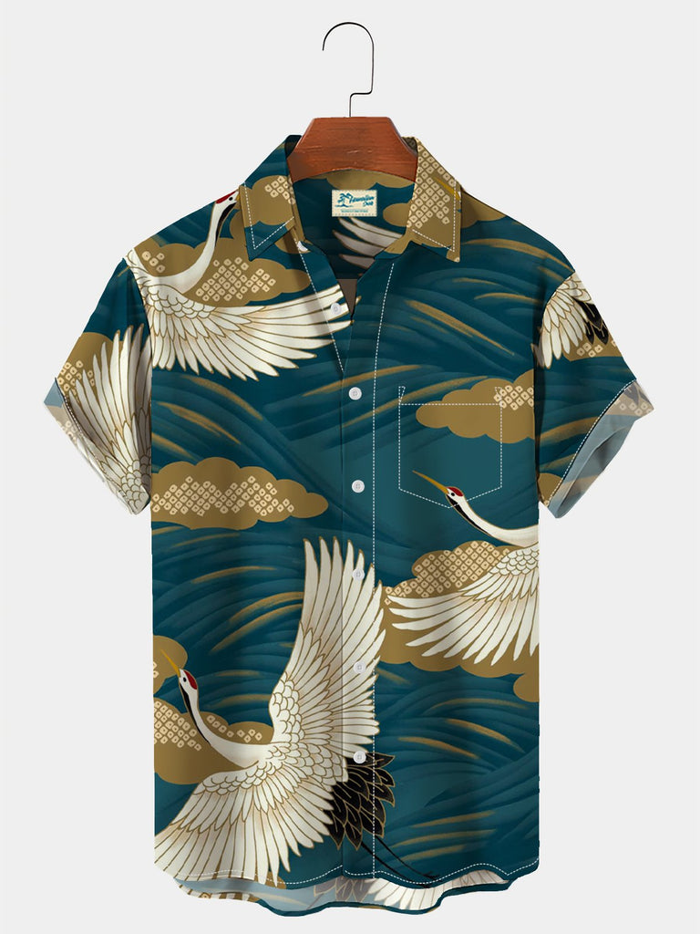 Men's Vintage Casual Breathable Shirts Plus Size Palm Tree Print Short ...