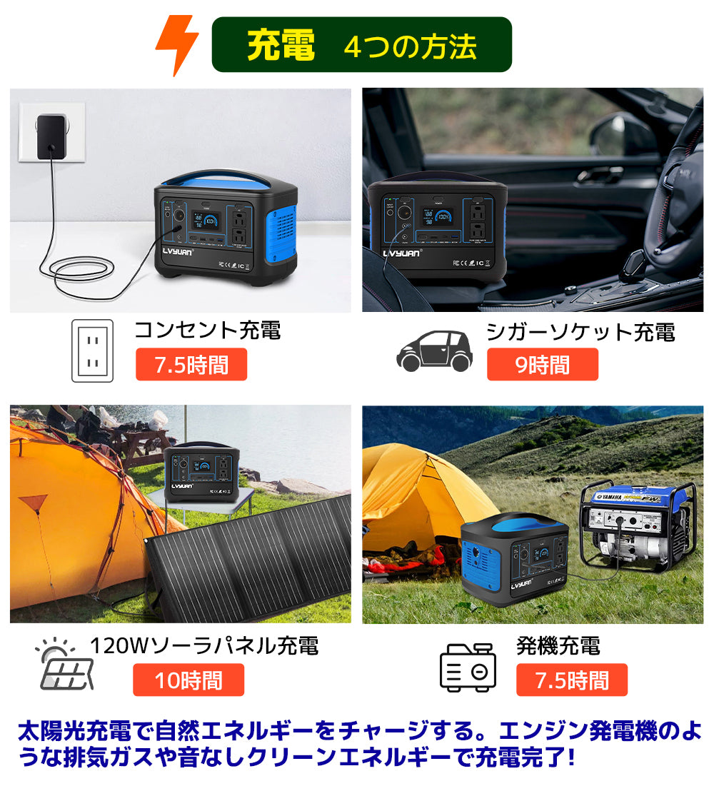 LVYUAN(リョクエン) ポータブル電源 大容量 600W 153600mAh 568Wh 三元