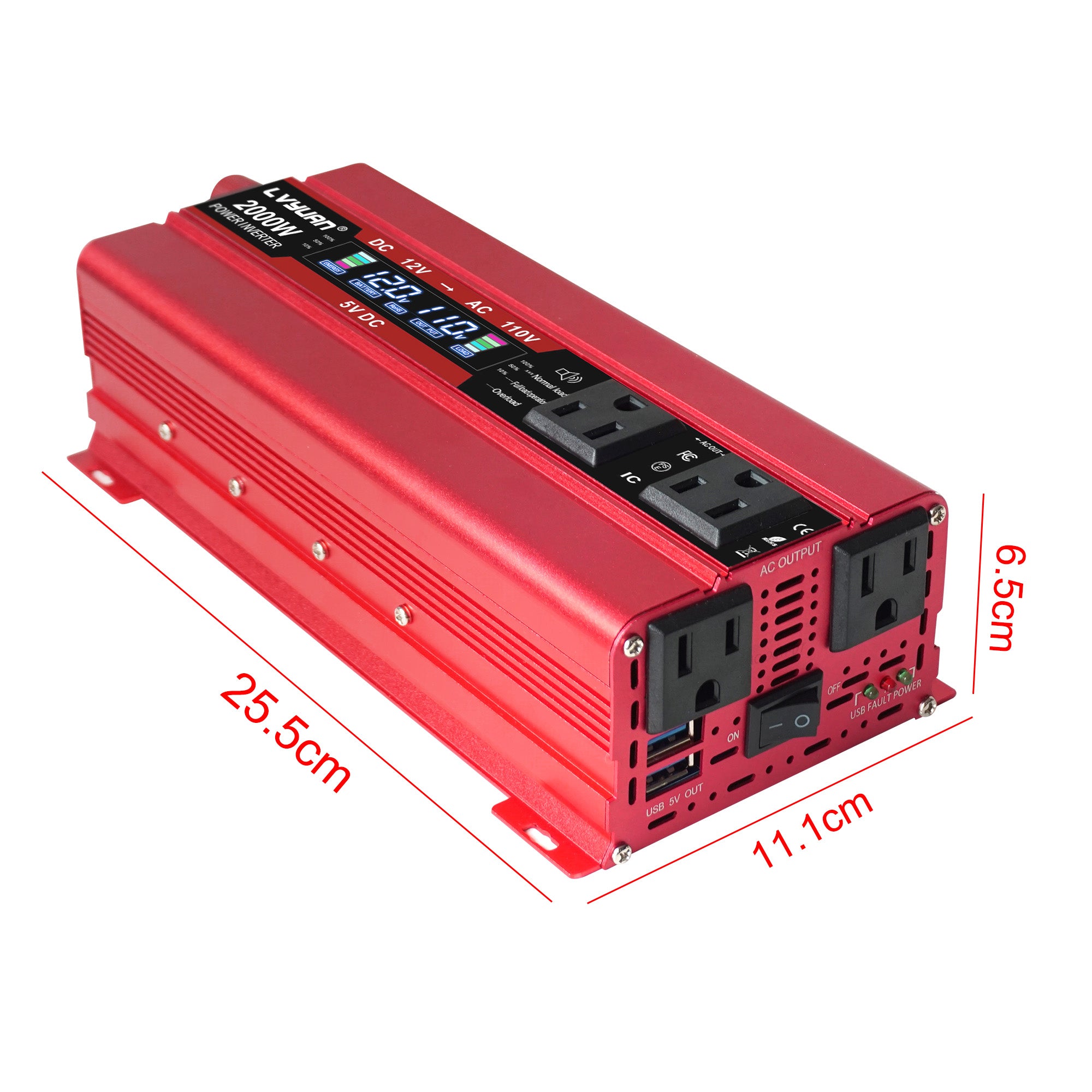 LVYUAN 疑似正弦波インバーター 1000W DC12V（直流）AC100V（交流