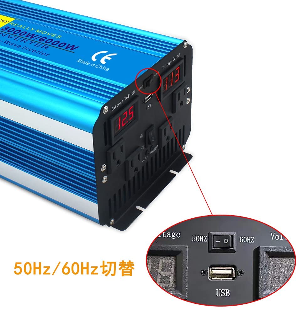 lvyuanインバーター12V→100V3000W最大6000W正弦波リモコン付-