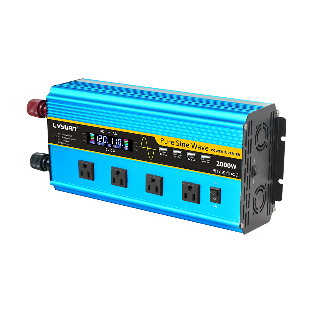 LVYUAN 純正弦波インバーター 1600W DC12V（直流）AC100V（交流）50HZ 