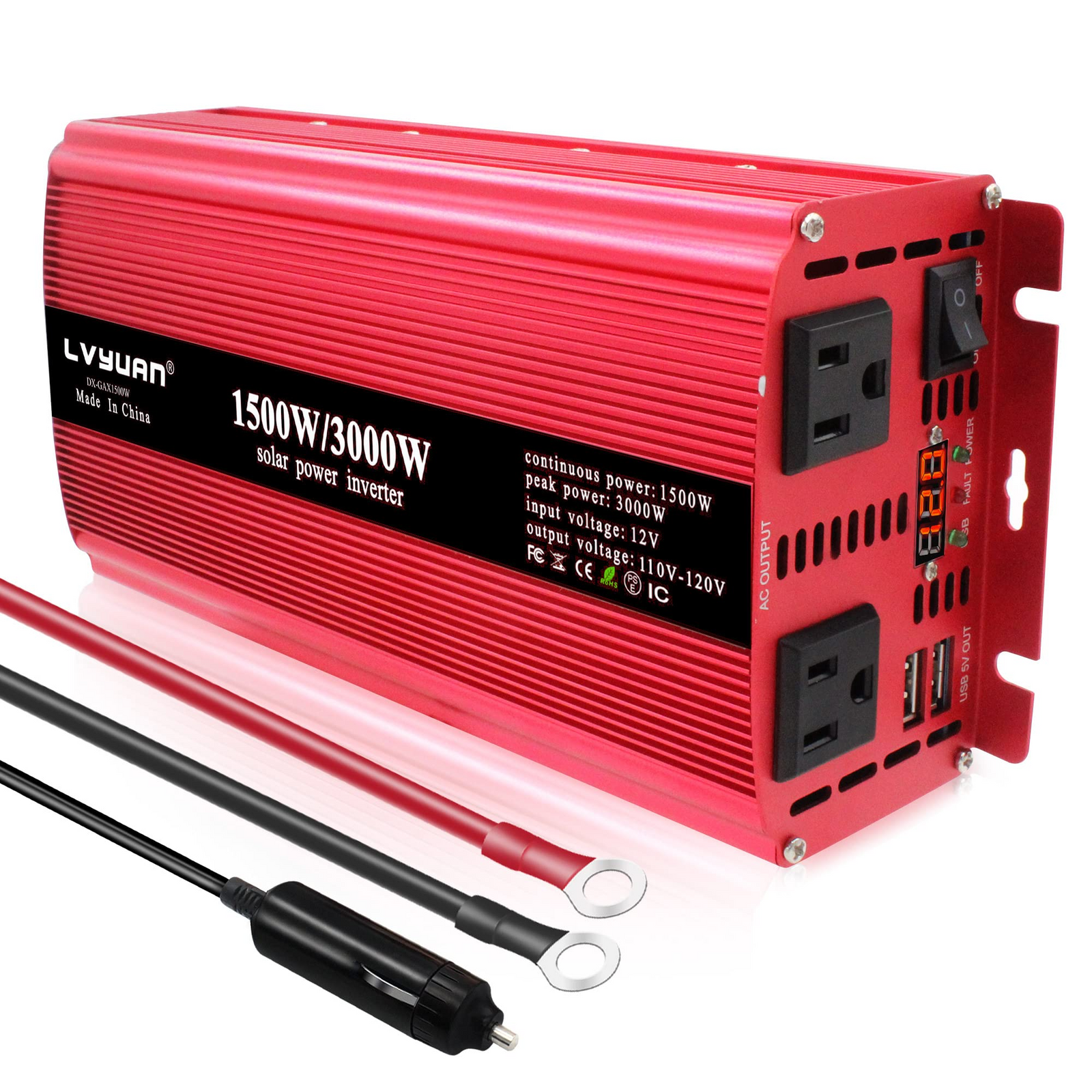 LVYUAN 疑似正弦波インバーター 1500W DC24V（直流）AC100V（交流 ...