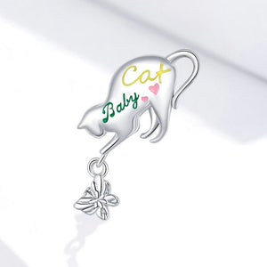 Sterling Silver Playful Cat Bracelet/Necklace Pendant 