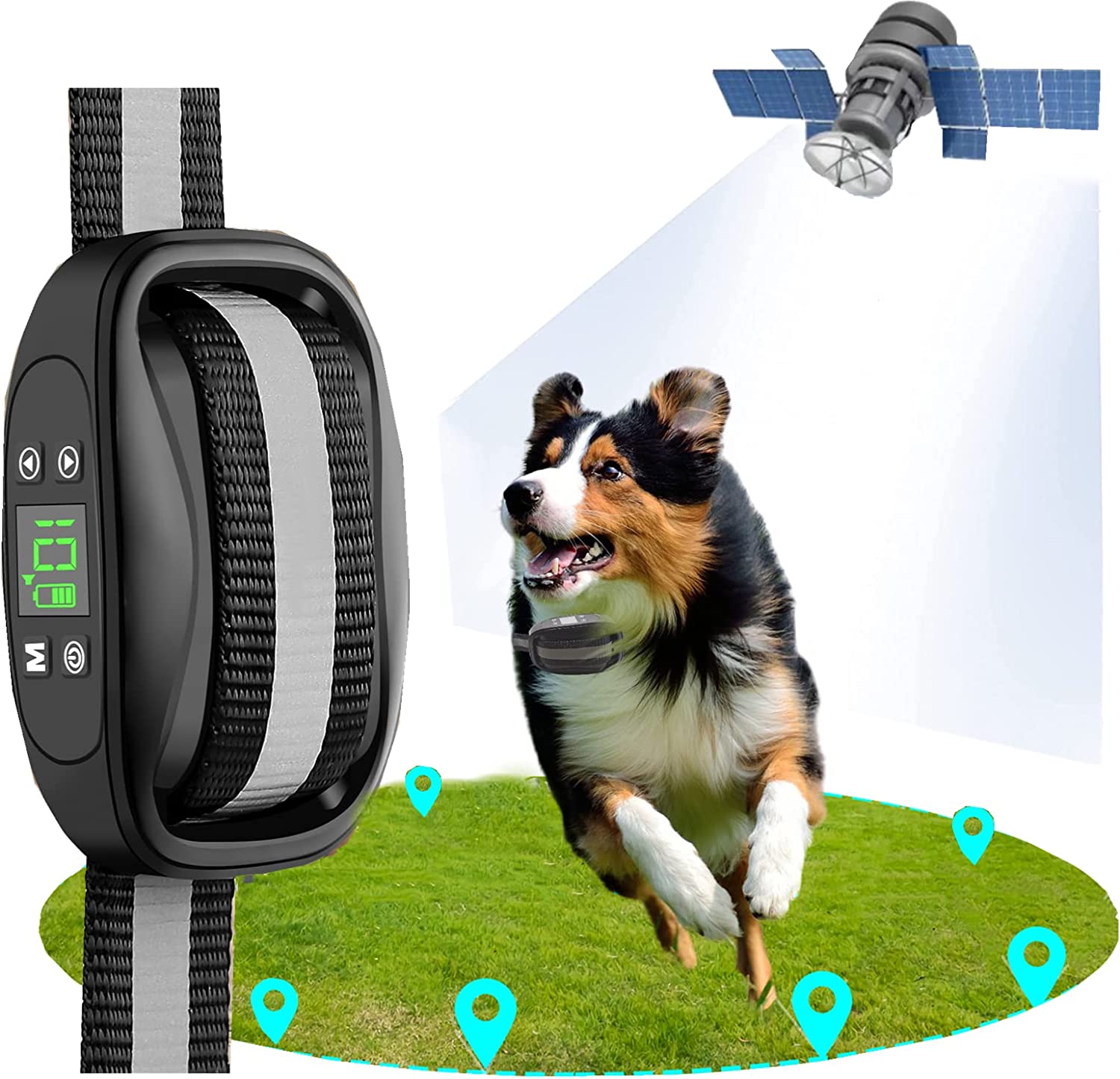 GPS Wireless Dog Fence, Electric Dog Fence Pet Containment System, Large Signal Range Up to 6560Ft
