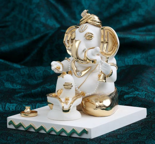 JaipurCrafts Golden Ganesha Dancing Ganesh Idol for Gift with
