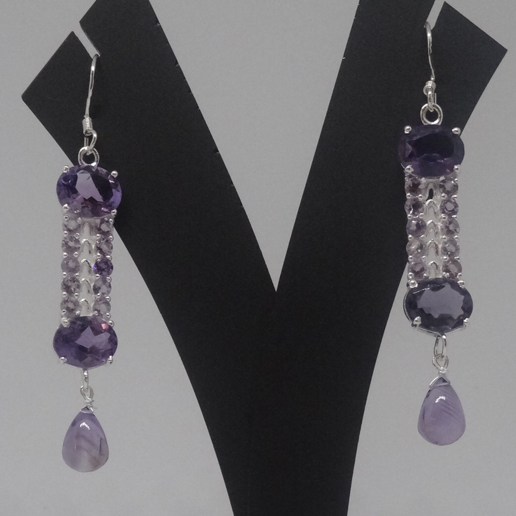 Amethyst Cabochon and Sterling Silver Dangle Earrings - GLE-Good Living  Essentials