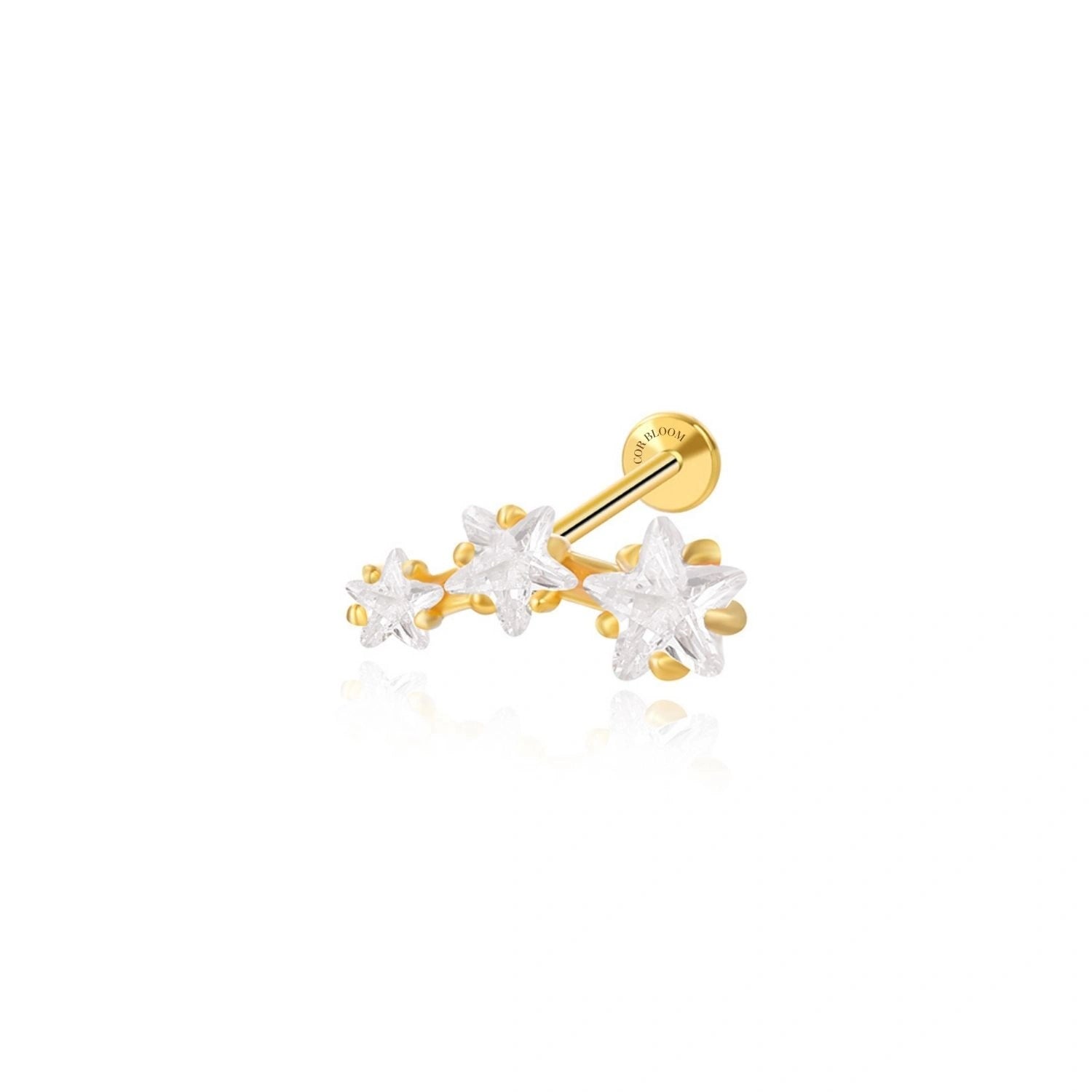 Diamond Trio Star Cluster Flat Back Stud (Push Pin)