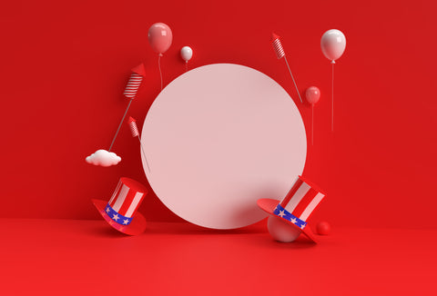 balloons-red-background-hat-3d